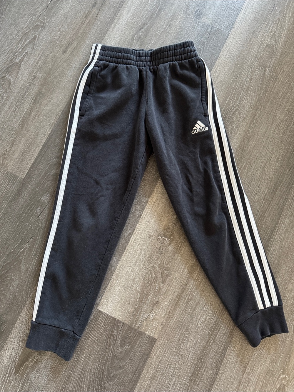 adidas Kids Black Joggers with White Side Stripes